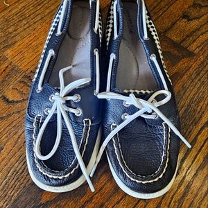 Sperry Boat Shoes Black and White 8.5 Women's